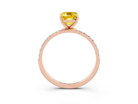 Rose gold Emerald Cut Diamond Pavé Band with Six-Prong Setting_3