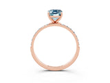 Rose gold Emerald Cut Diamond Pavé Band with Six-Prong Setting_3