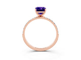 Rose gold Emerald Cut Diamond Pavé Band with Six-Prong Setting_3
