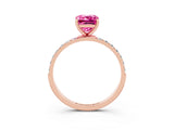 Rose gold Emerald Cut Diamond Pavé Band with Six-Prong Setting_3