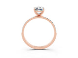 Rose gold Emerald Cut Diamond Pavé Band with Six-Prong Setting_3