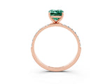 Rose gold Emerald Cut Diamond Pavé Band with Six-Prong Setting_3