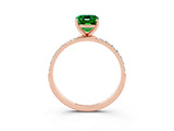 Rose gold Emerald Cut Diamond Pavé Band with Six-Prong Setting_3