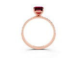 Rose gold Emerald Cut Diamond Pavé Band with Six-Prong Setting_3