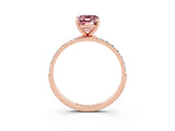 Rose gold Emerald Cut Diamond Pavé Band with Six-Prong Setting_3