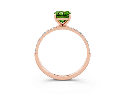Rose gold Emerald Cut Diamond Pavé Band with Six-Prong Setting_3