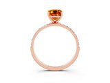 Rose gold Emerald Cut Diamond Pavé Band with Six-Prong Setting_3