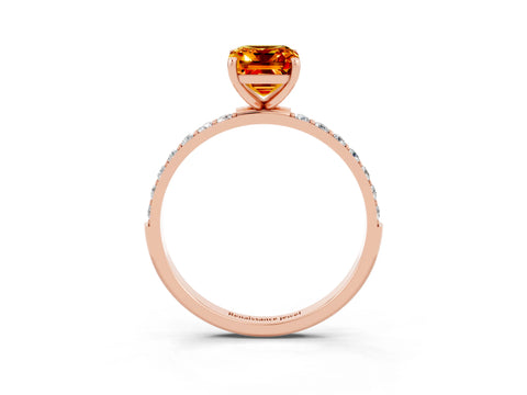 Rose gold Emerald Cut Diamond Pavé Band with Six-Prong Setting_3