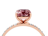Rose gold Emerald Cut Diamond Pavé Band with Six-Prong Setting_4