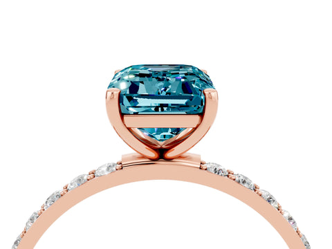Rose gold Emerald Cut Diamond Pavé Band with Six-Prong Setting_4