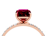 Rose gold Emerald Cut Diamond Pavé Band with Six-Prong Setting_4
