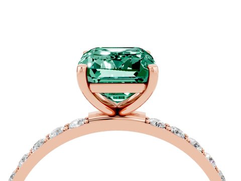 Rose gold Emerald Cut Diamond Pavé Band with Six-Prong Setting_4