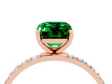 Rose gold Emerald Cut Diamond Pavé Band with Six-Prong Setting_4