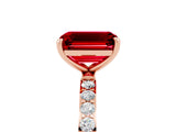 Rose gold Emerald Cut Diamond Pavé Band with Six-Prong Setting_5
