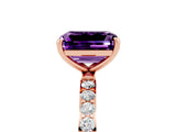 Rose gold Emerald Cut Diamond Pavé Band with Six-Prong Setting_5