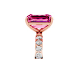 Rose gold Emerald Cut Diamond Pavé Band with Six-Prong Setting_5