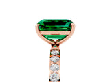 Rose gold Emerald Cut Diamond Pavé Band with Six-Prong Setting_5
