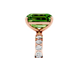 Rose gold Emerald Cut Diamond Pavé Band with Six-Prong Setting_5