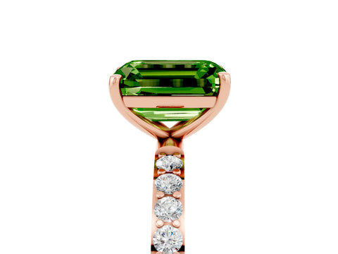 Rose gold Emerald Cut Diamond Pavé Band with Six-Prong Setting_5