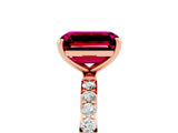 Rose gold Emerald Cut Diamond Pavé Band with Six-Prong Setting_5