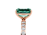 Rose gold Emerald Cut Diamond Pavé Band with Six-Prong Setting_5