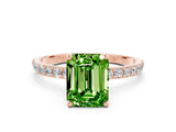 Rose gold Emerald Cut Diamond Pavé Band with Six-Prong Setting