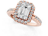 Rose gold Emerald Cut Diamond Pavé Halo Ring with Four-Prong Setting_39