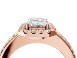 Rose gold Emerald Cut Diamond Pavé Halo Ring with Four-Prong Setting_42