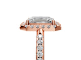 Rose gold Emerald Cut Diamond Pavé Halo Ring with Four-Prong Setting_43