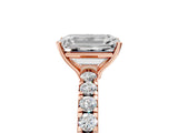 Rose gold Emerald Cut Diamond Pavé Solitaire Engagement Ring with Four-Prong Setting_100