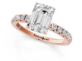 Rose gold Emerald Cut Diamond Pavé Solitaire Engagement Ring with Four-Prong Setting_96