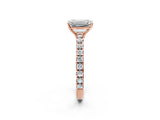 Rose gold Emerald Cut Diamond Pavé Solitaire Engagement Ring with Four-Prong Setting_97