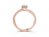 Rose gold Emerald Cut Diamond Pavé Solitaire Engagement Ring with Four-Prong Setting_98