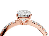Rose gold Emerald Cut Diamond Pavé Solitaire Engagement Ring with Four-Prong Setting_99