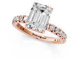 Rose gold Emerald Cut Diamond Pavé Solitaire Ring with Round Band and Prong Setting_21