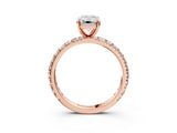 Rose gold Emerald Cut Diamond Pavé Solitaire Ring with Round Band and Prong Setting_23