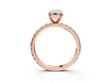 Rose gold Emerald Cut Diamond Pavé Solitaire Ring with Round Band and Prong Setting_35