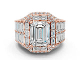 Rose gold Emerald Cut Diamond Pavé Statement Mens Ring with Baguette Accents_12