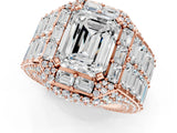 Rose gold Emerald Cut Diamond Pavé Statement Mens Ring with Baguette Accents_13