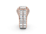 Rose gold Emerald Cut Diamond Pavé Statement Mens Ring with Baguette Accents_14