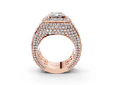Rose gold Emerald Cut Diamond Pavé Statement Mens Ring with Baguette Accents_15