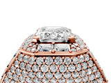 Rose gold Emerald Cut Diamond Pavé Statement Mens Ring with Baguette Accents_16