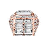 Rose gold Emerald Cut Diamond Pavé Statement Mens Ring with Baguette Accents_17
