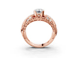 Rose gold Emerald Cut Diamond Pave Art Deco Split Shank Ring with Four-Prong Setting_16