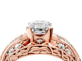 Rose gold Emerald Cut Diamond Pave Art Deco Split Shank Ring with Four-Prong Setting_17