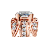 Rose gold Emerald Cut Diamond Pave Art Deco Split Shank Ring with Four-Prong Setting_18