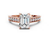 Rose gold Emerald Cut Diamond Pave Band with Four-Prong Setting_20