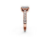 Rose gold Emerald Cut Diamond Pave Band with Four-Prong Setting_22