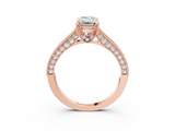 Rose gold Emerald Cut Diamond Pave Band with Four-Prong Setting_23