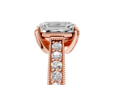 Rose gold Emerald Cut Diamond Pave Band with Four-Prong Setting_25